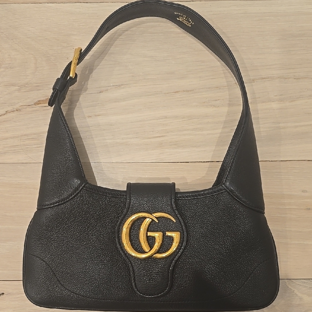 Gucci Aphrodite Leather Black and Gold Shoulder Bag